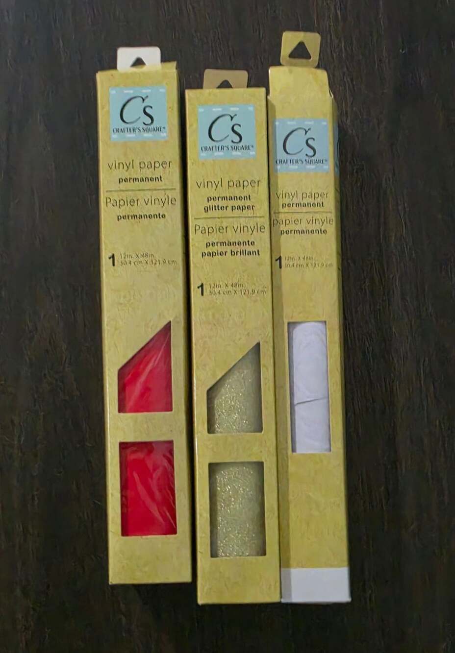 Crafter's Square Permanent Vinyl Paper Set 12 in. x 48 in. Lot of 3